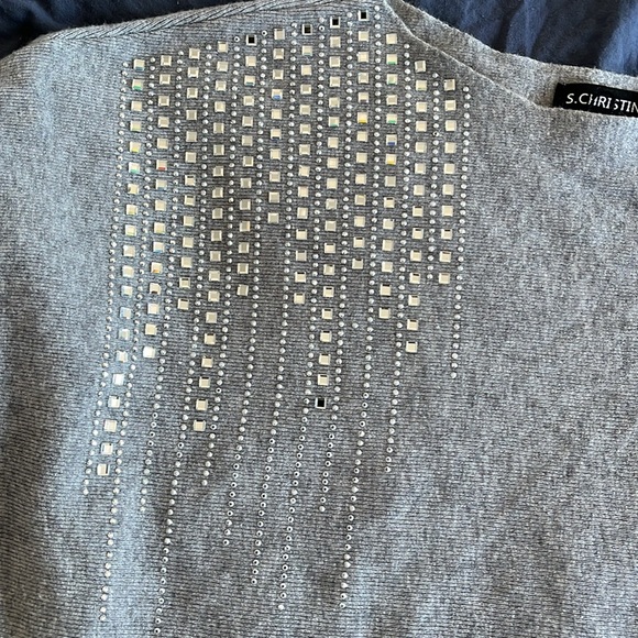 S Christina Cashmere Sweater, grey with rhinestones, size L/XL - Picture 4 of 6